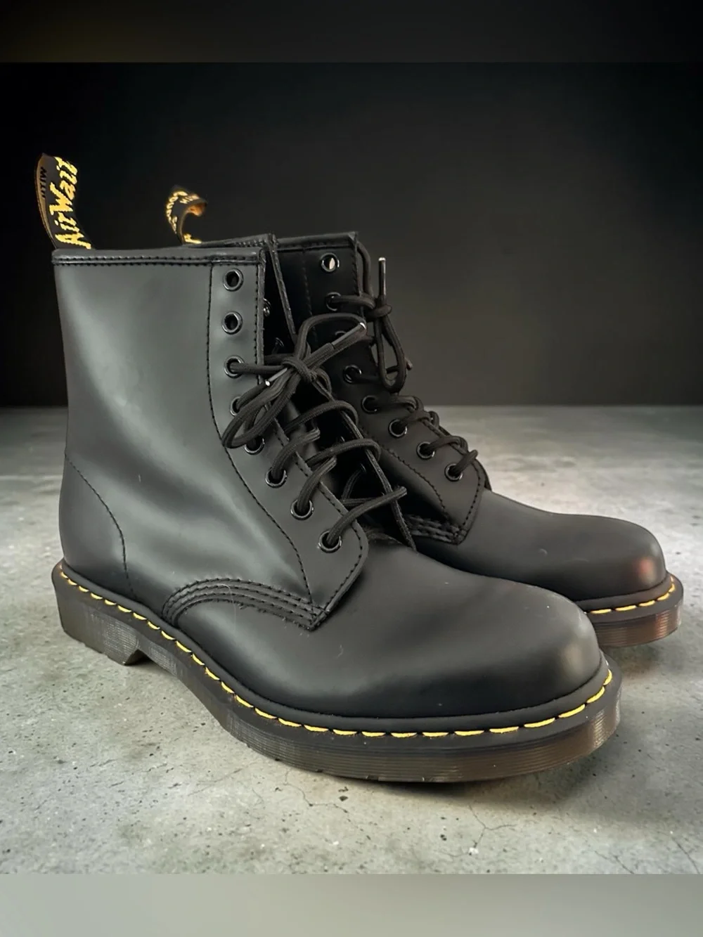 Dr. Marten 1460 Classic Smooth Black Leather Lace Up Boots $180